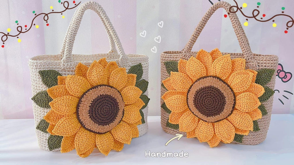 Sunflower shoulder bag, Tote bag, crochet flower bag, Crochet Daisy bag, floral handbag, summer bag, Xmas Christmas gift, Black friday sale