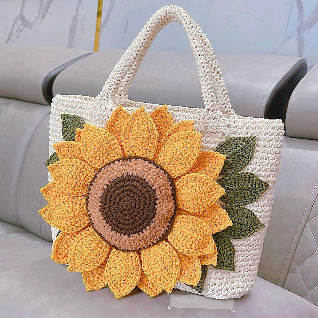 Sunflower shoulder bag, Tote bag, crochet flower bag, Crochet Daisy bag, floral handbag, summer bag, Xmas Christmas gift, Black friday sale