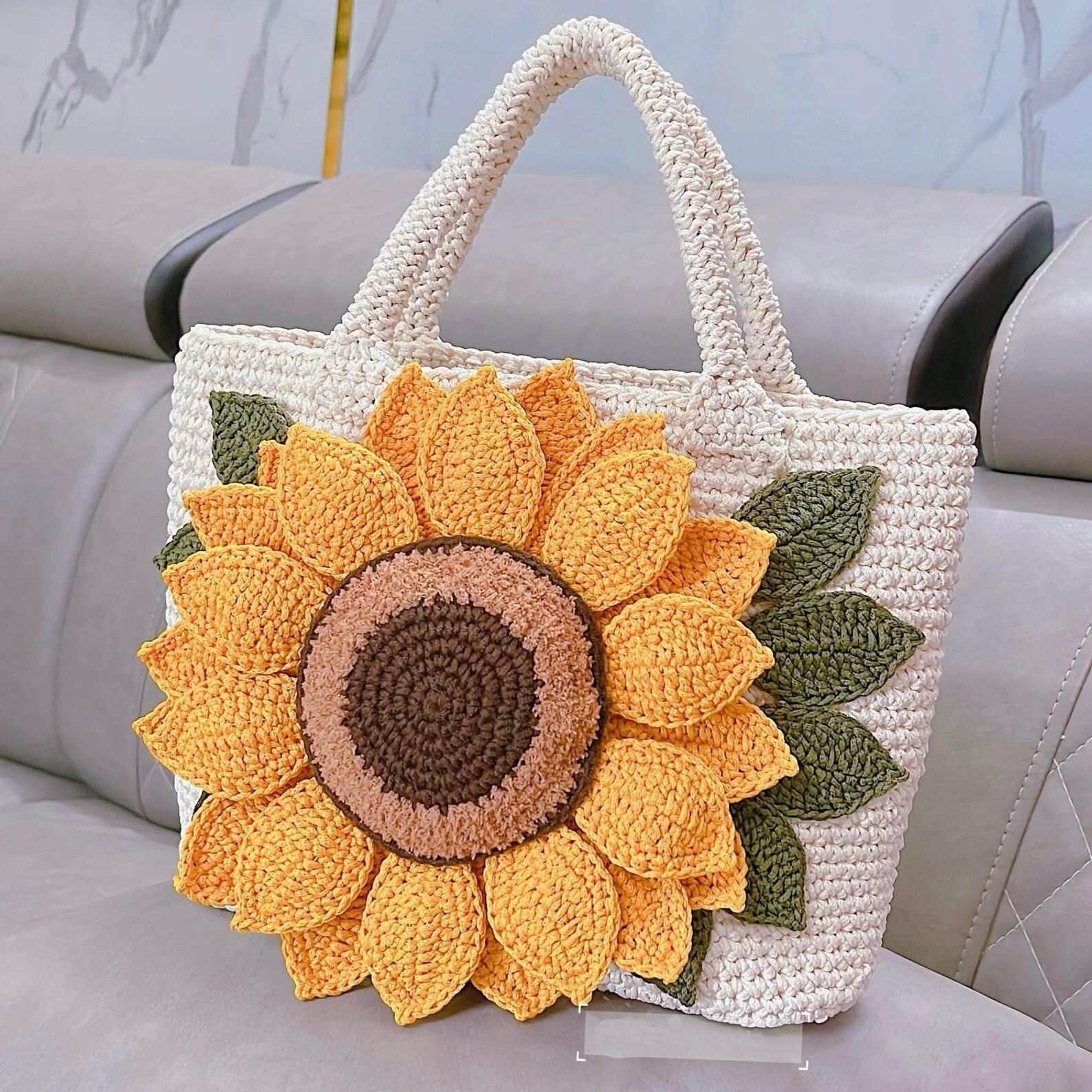 Sunflower shoulder bag, Tote bag, crochet flower bag, Crochet Daisy bag, floral handbag, summer bag, Xmas Christmas gift, Black friday sale